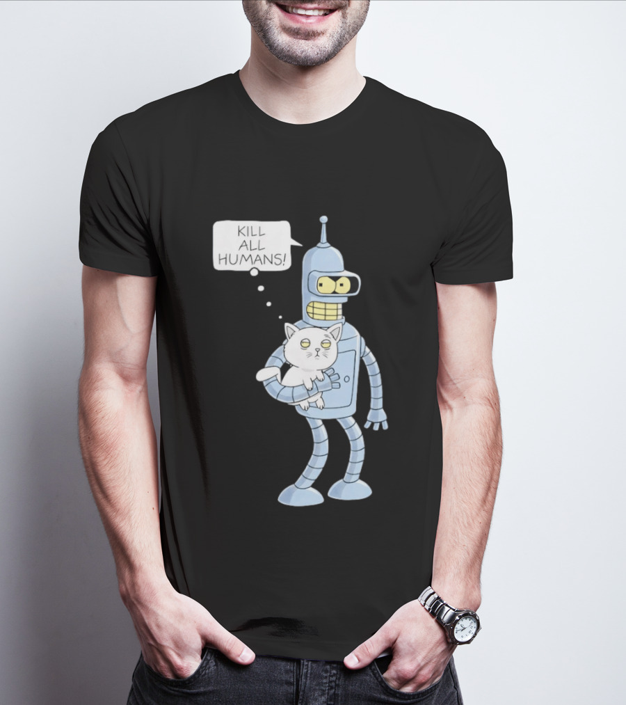Kill All Humans Bender Cat T-Shirt