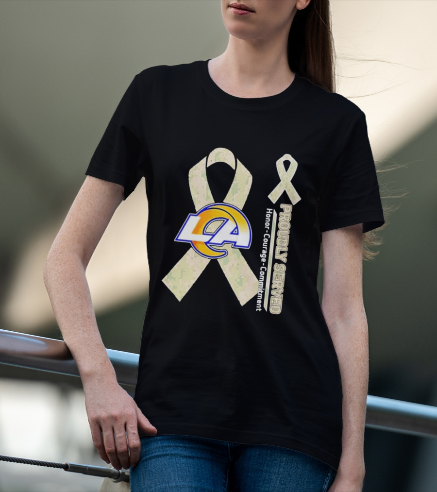 Los Angeles Rams Proudly Served Honor Courage Commitment Ribbon T-Shirt