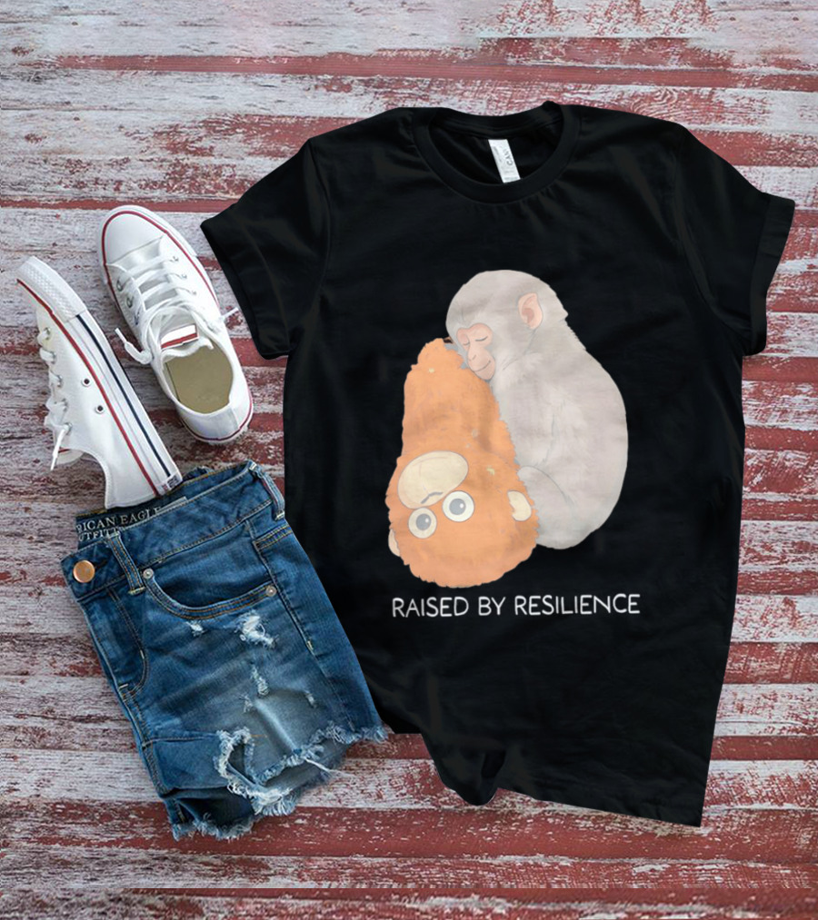 Monkey Cuddling Teddy Raised By Resilience T-Shirt
