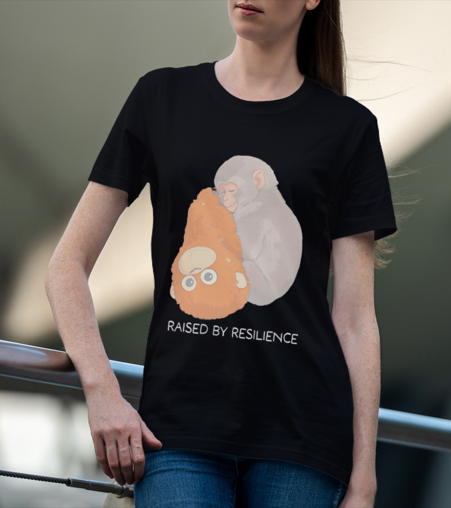 Monkey Cuddling Teddy Raised By Resilience T-Shirt