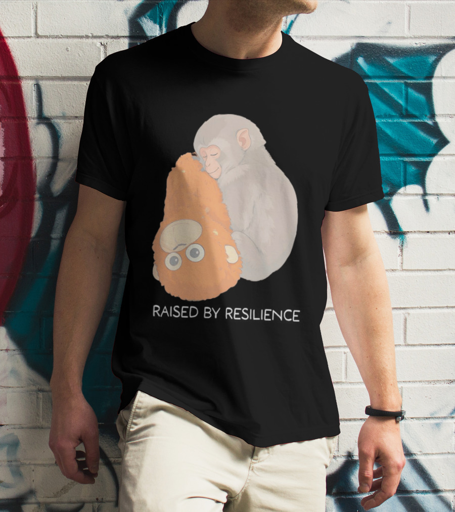 Monkey Cuddling Teddy Raised By Resilience T-Shirt