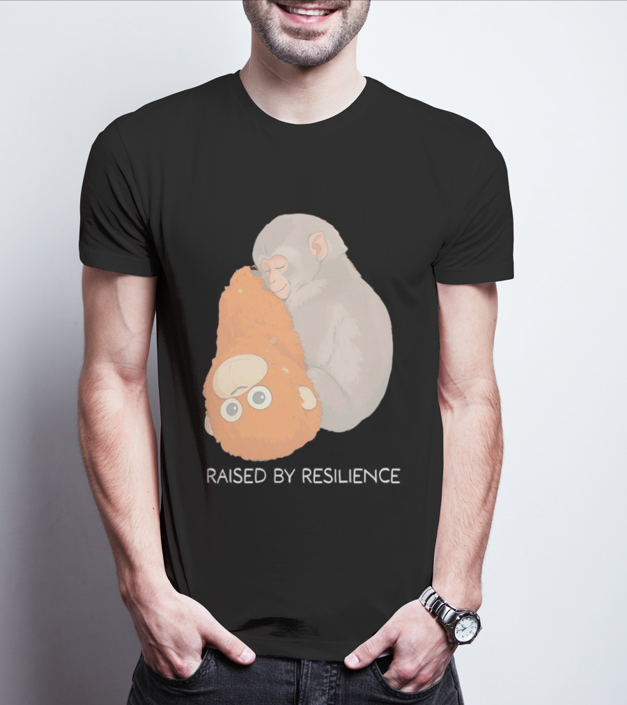Monkey Cuddling Teddy Raised By Resilience T-Shirt