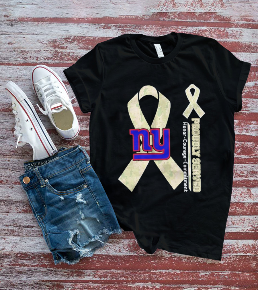 New York Giants NY Ribbon Honor Courage Commitment Proudly Served T-Shirt