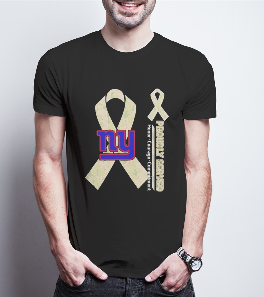 New York Giants NY Ribbon Honor Courage Commitment Proudly Served T-Shirt