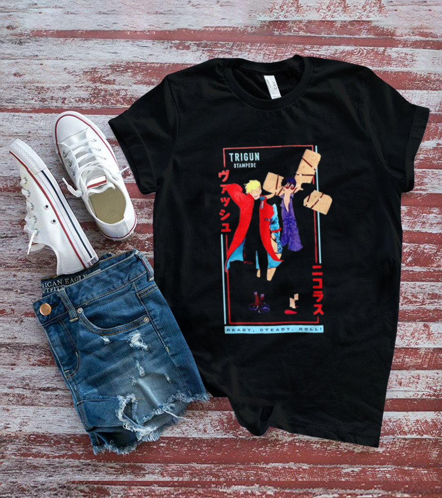 Trigun Stampede Vash And Nicholas Ready Steady Roll T-Shirt