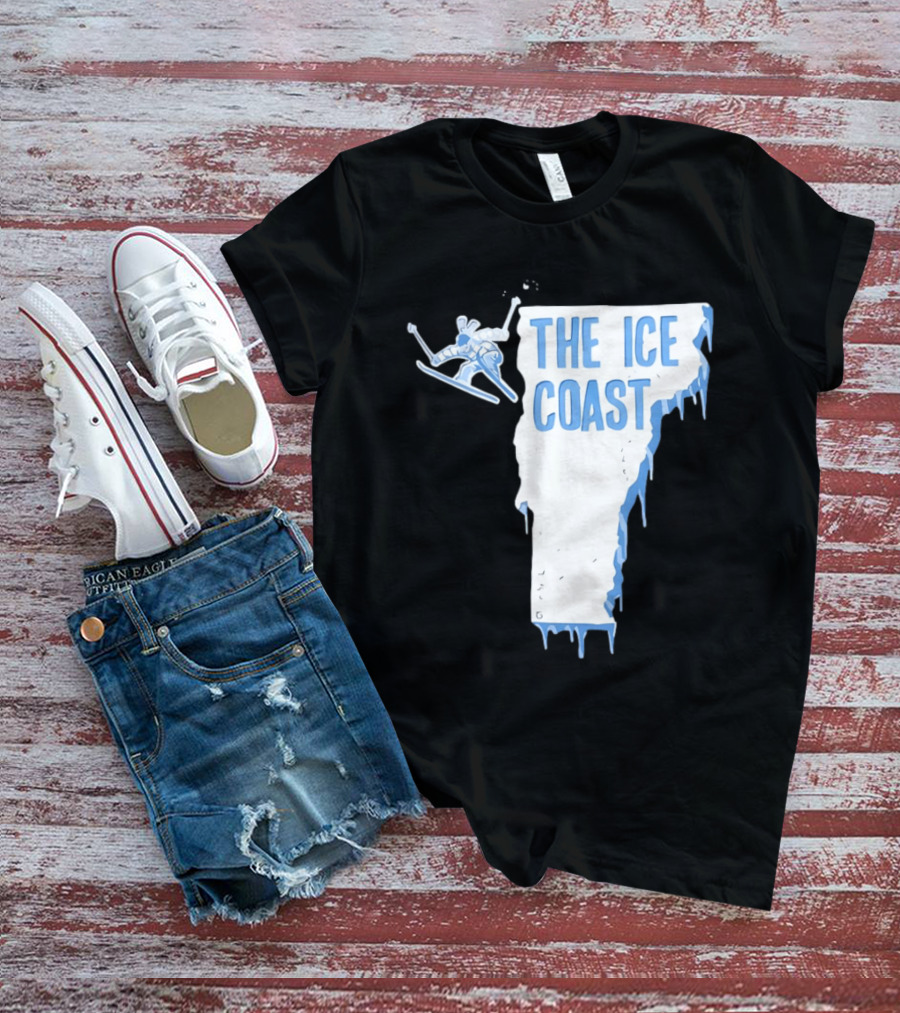 Vermont The Ice Coast Skiing Adventure Map T-Shirt