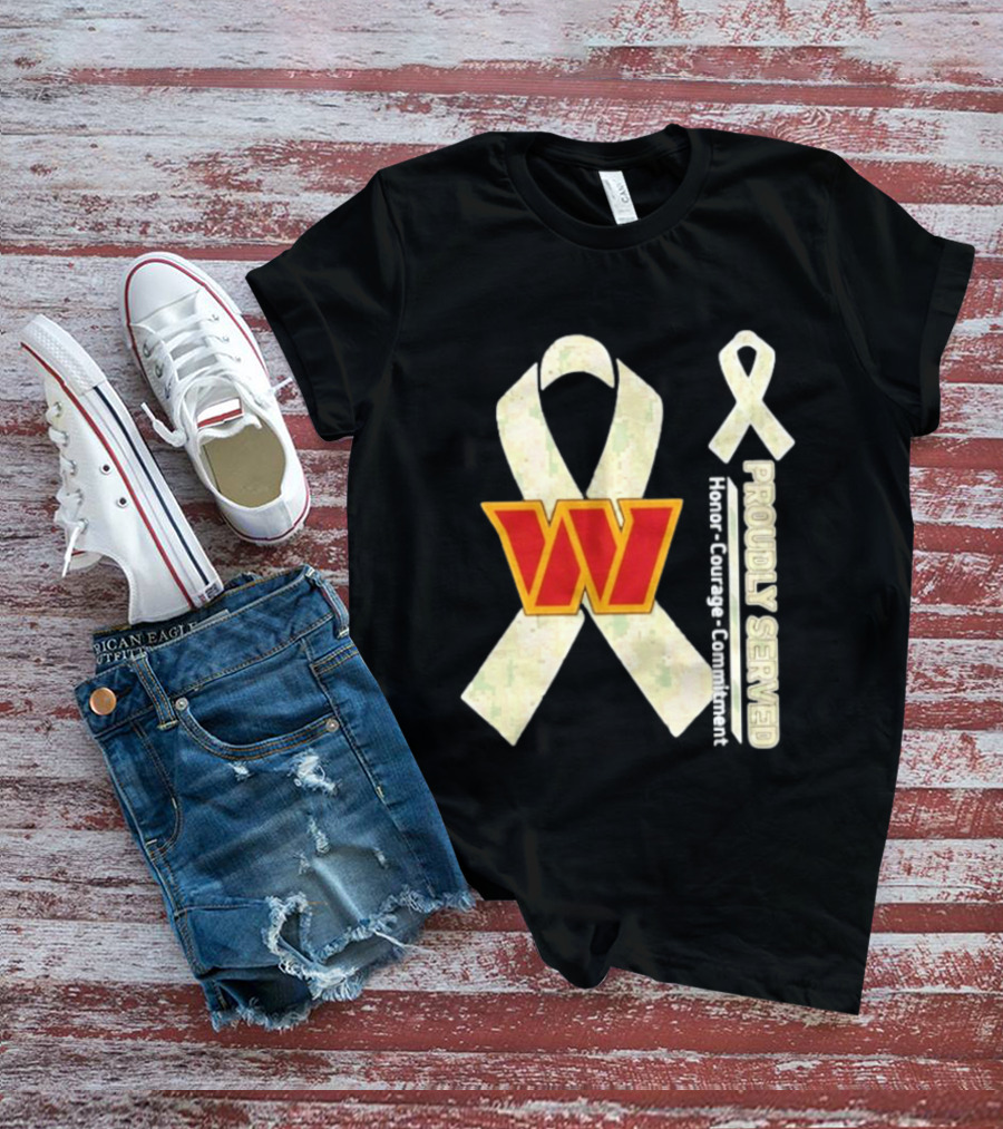 Washington Commanders Breast Cancer Awareness Proudly Served Honor Courage Commitment T-Shirt