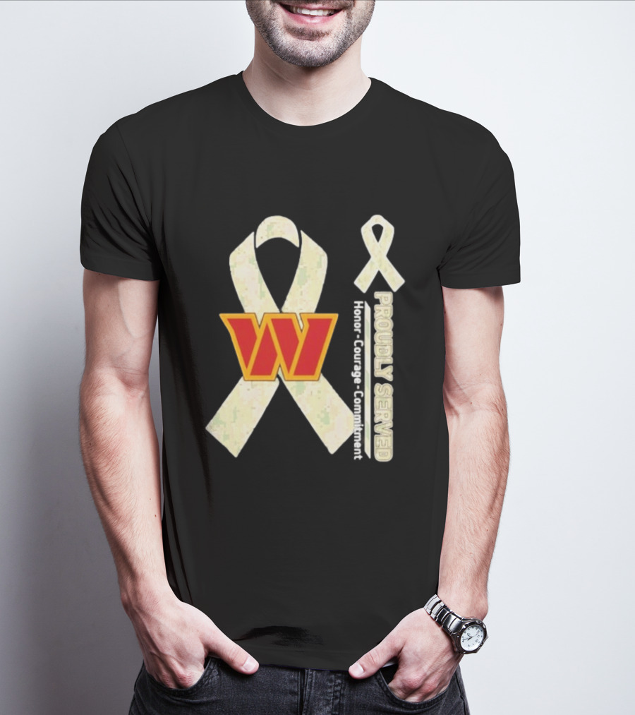 Washington Commanders Breast Cancer Awareness Proudly Served Honor Courage Commitment T-Shirt