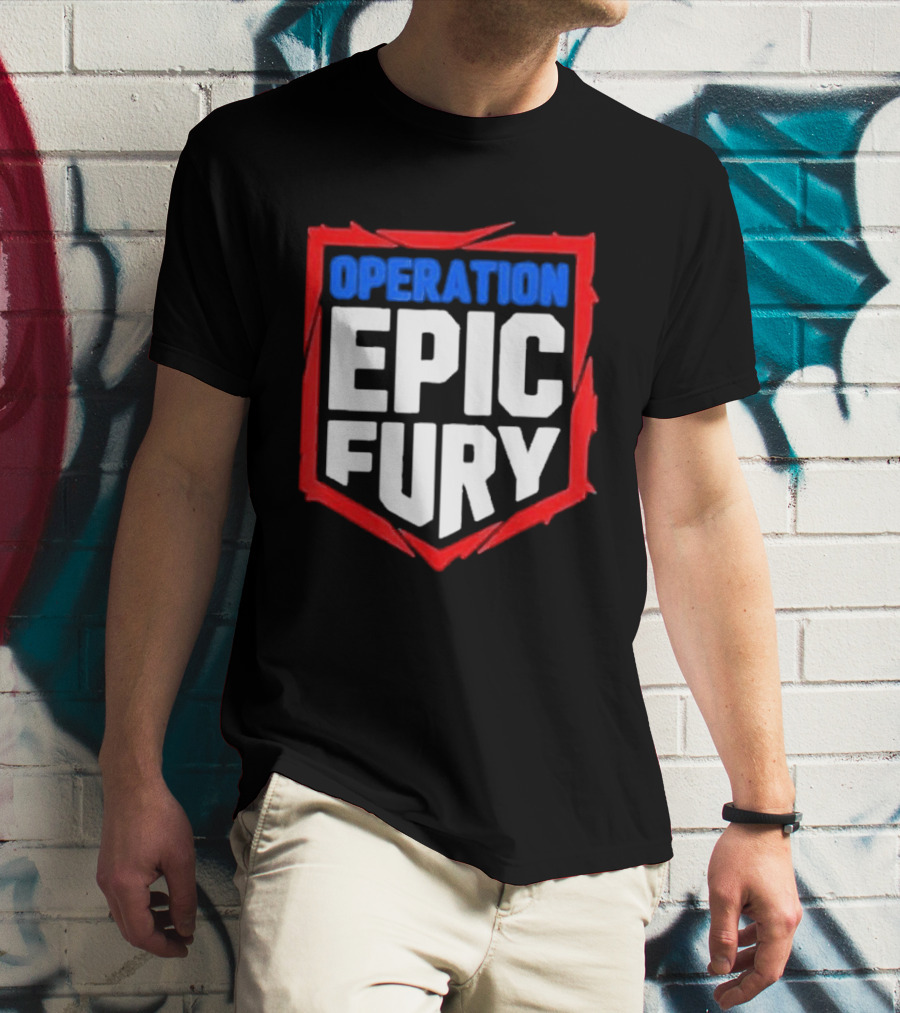 Operation Epic Fury Bold Patriotic Text Shield T-Shirt