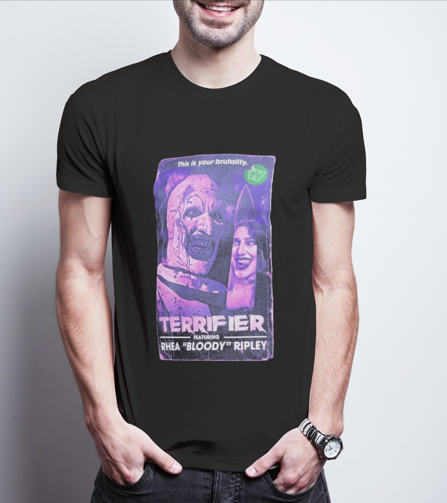 Terrifier VHS Cover This Is Your Brutality Featuring Rhea "Bloody" Ripley T-Shirt