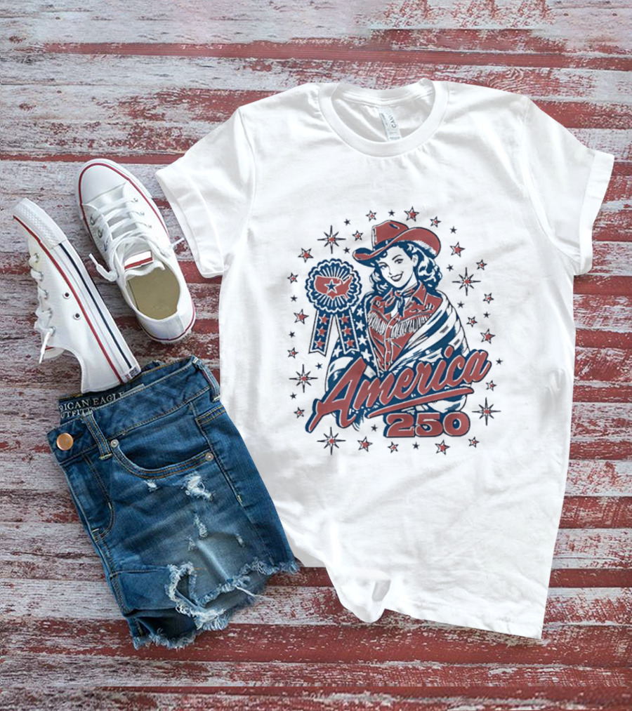 America 250 Western Cowgirl Stars T-Shirt