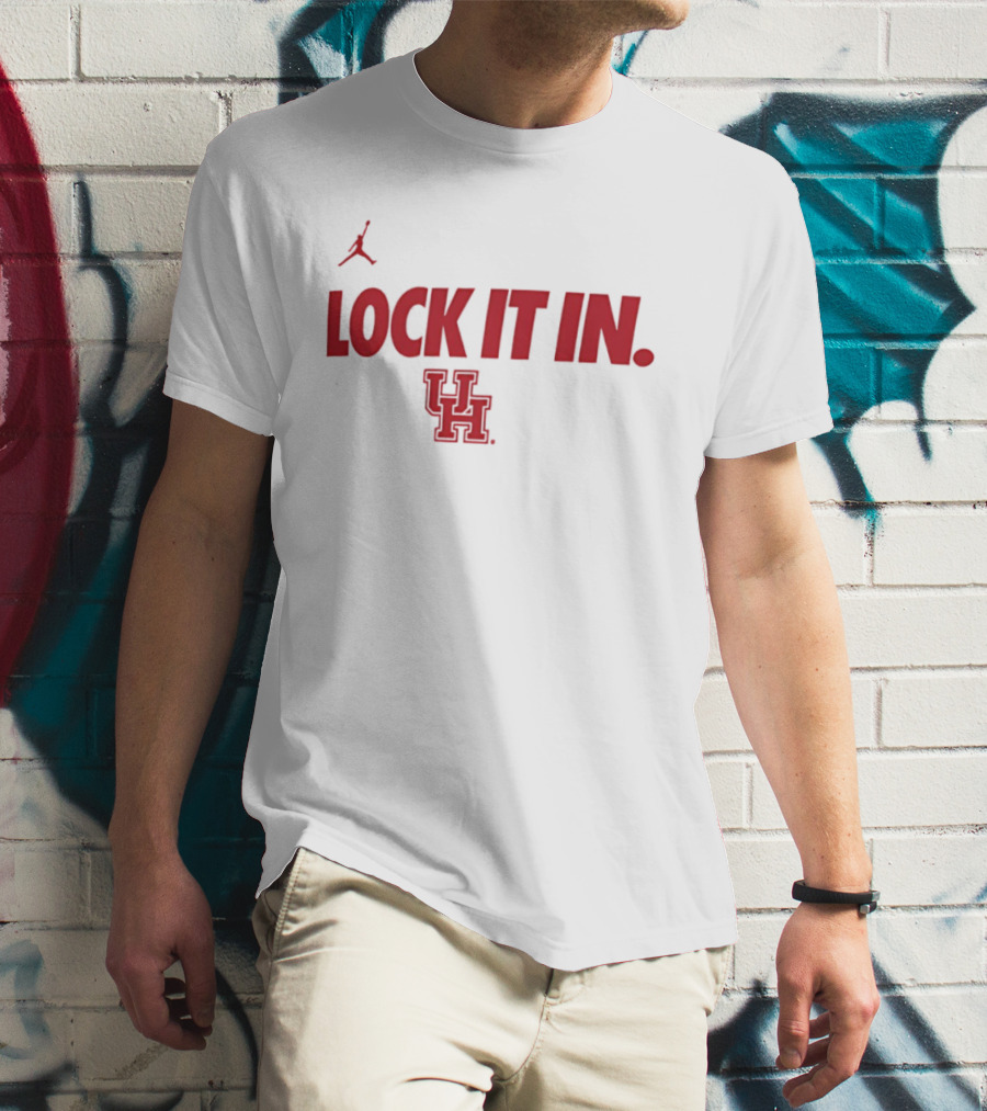 Lock It In Houston Cougars Basketball Jumpman T-Shirt