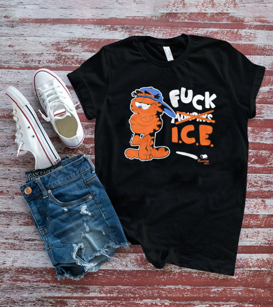 F*** ICE Orange Cat With Blue Hat T-Shirt