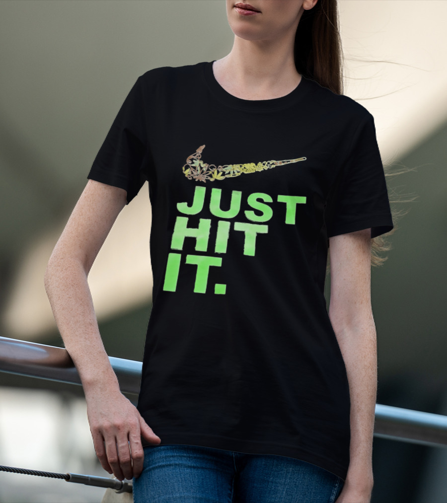 Just Hit It Classic Swoosh Flaming Bat Baseball T-Shirt