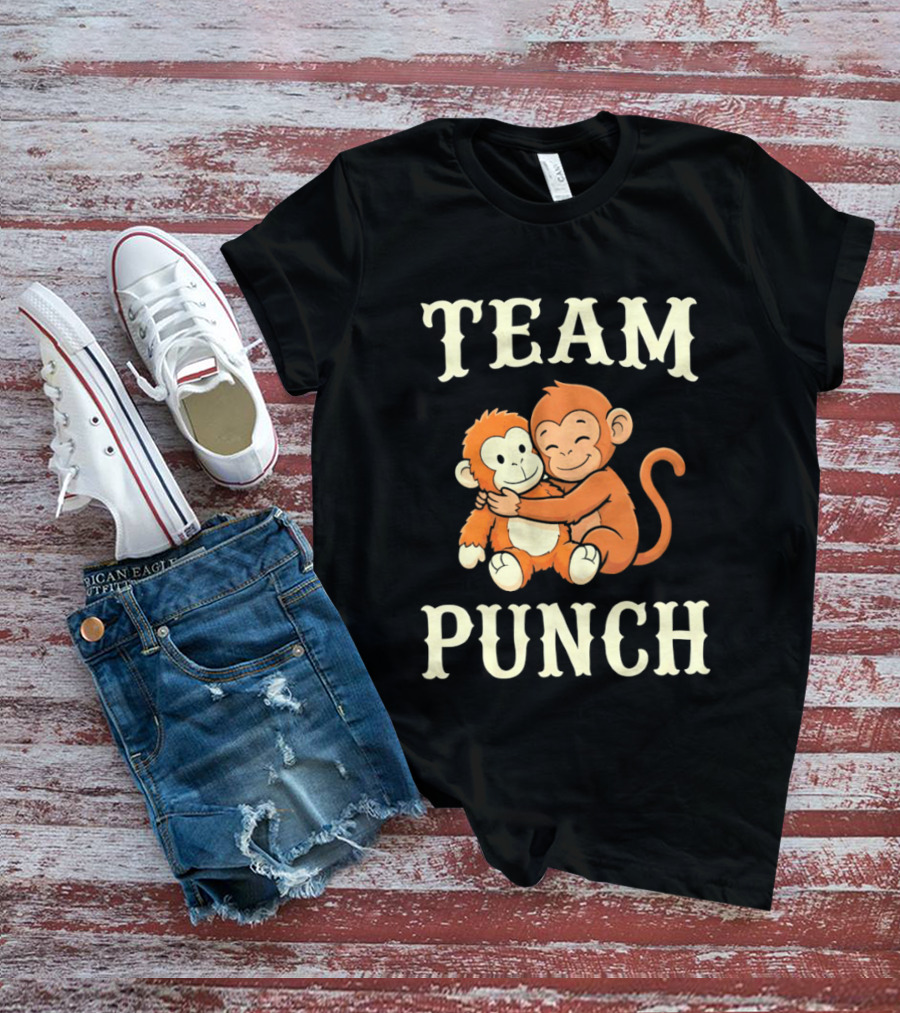 Team Punch Monkey Hugging Companions T-Shirt