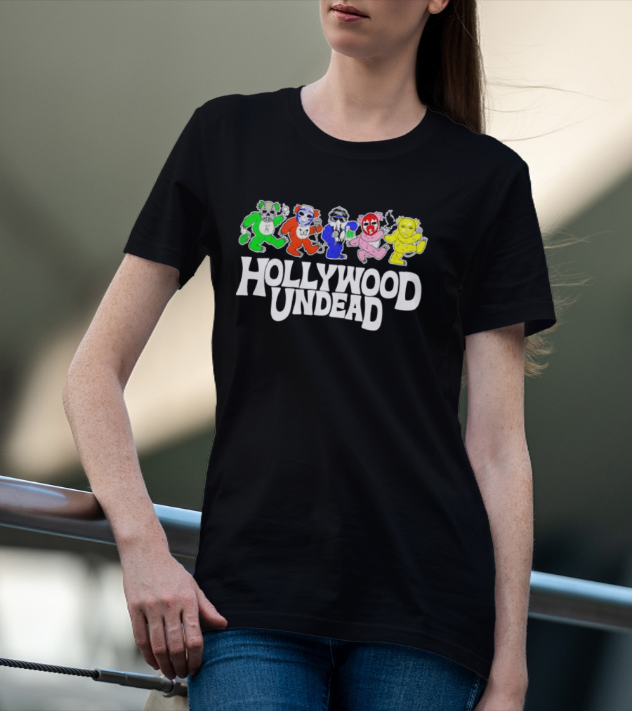 Hollywood Undead Colorful Dancing Characters Un Dead Head T-Shirt