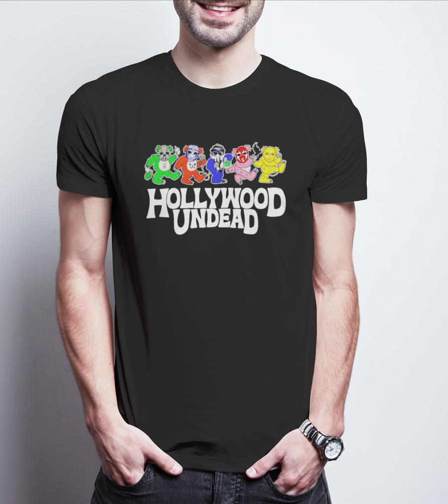 Hollywood Undead Colorful Dancing Characters Un Dead Head T-Shirt