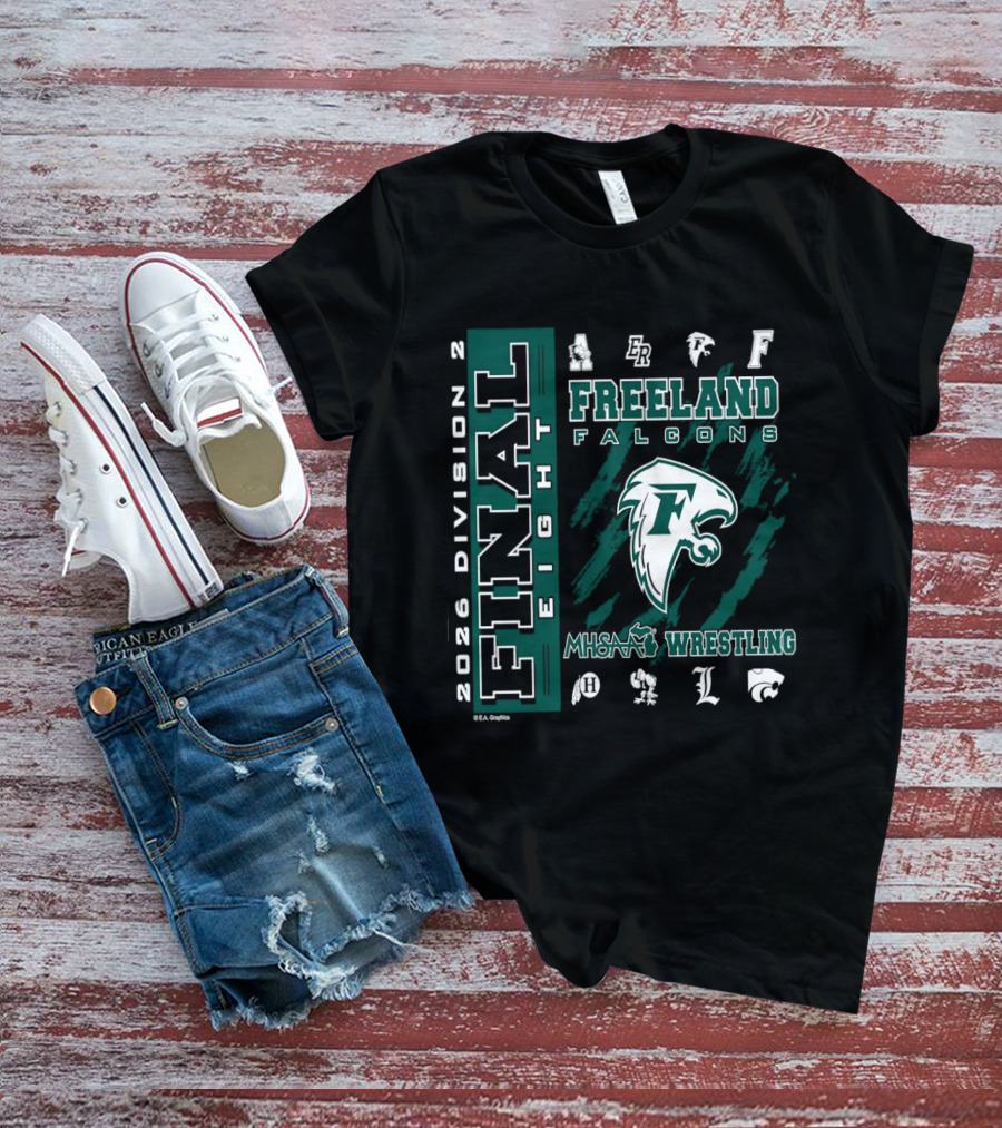 2026 Division 2 Final Eight Freeland Falcons MHSAA Wrestling T-Shirt