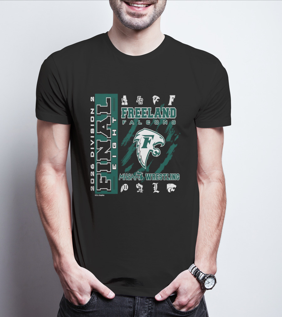 2026 Division 2 Final Eight Freeland Falcons MHSAA Wrestling T-Shirt