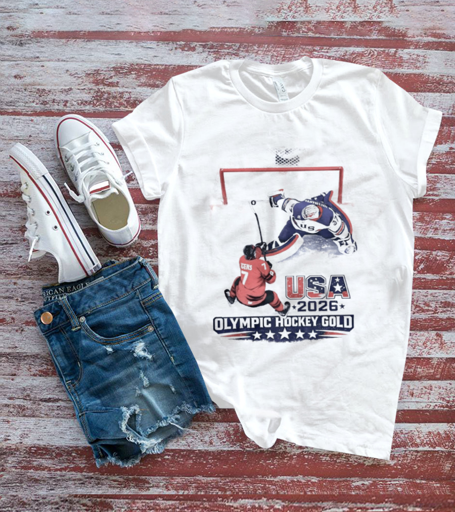 USA 2026 Olympic Hockey Gold Jack Hughes T-Shirt