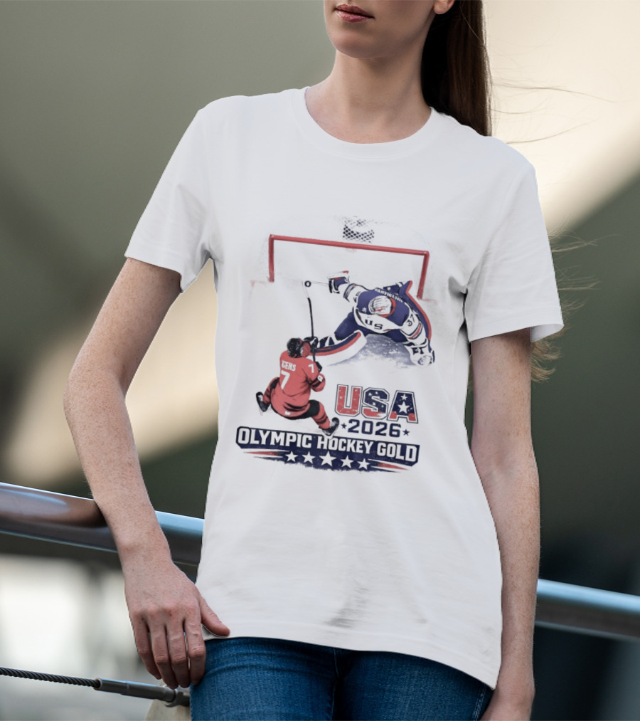 USA 2026 Olympic Hockey Gold Jack Hughes T-Shirt