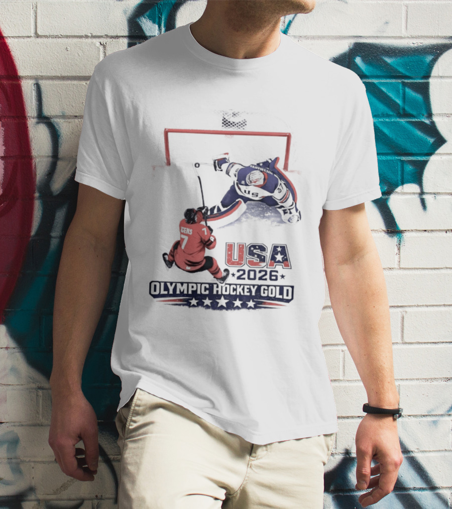 USA 2026 Olympic Hockey Gold Jack Hughes T-Shirt