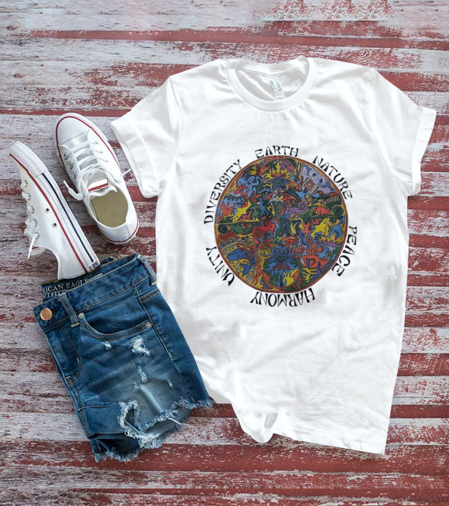 Diversity Earth Nature Peace Harmony Unity Psychedelic Mandala T-Shirt