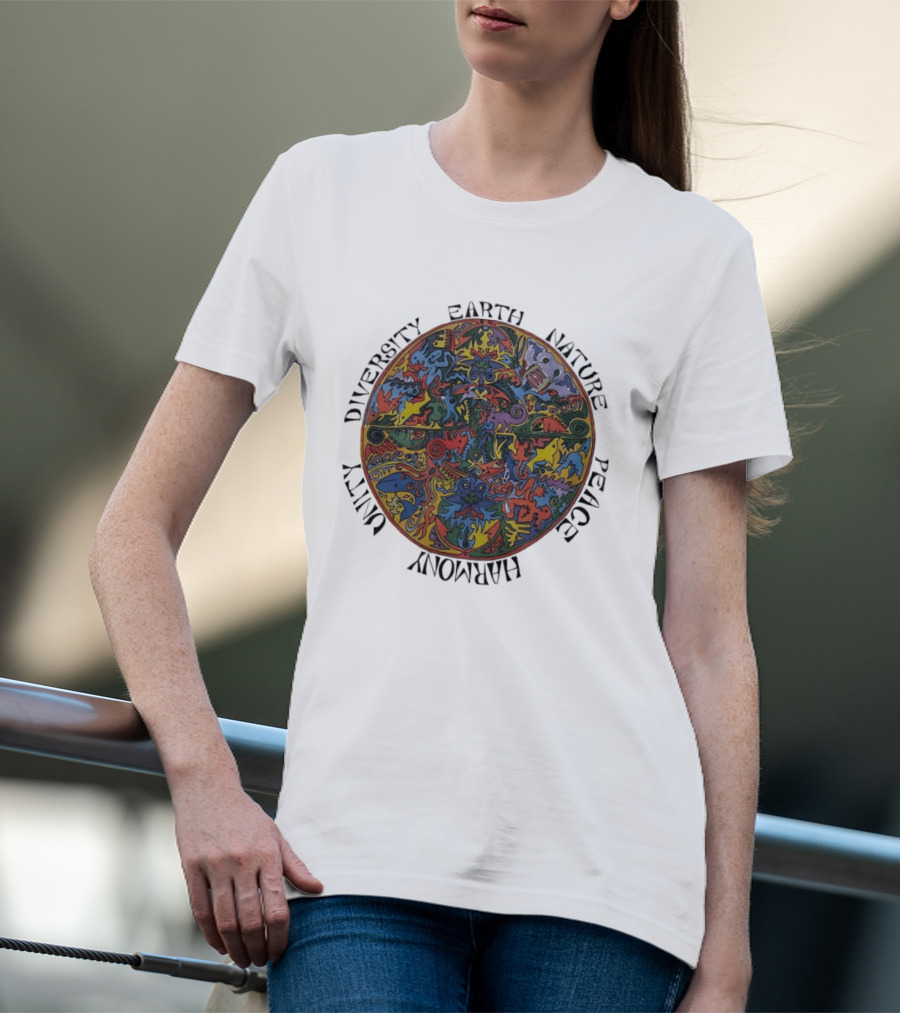 Diversity Earth Nature Peace Harmony Unity Psychedelic Mandala T-Shirt