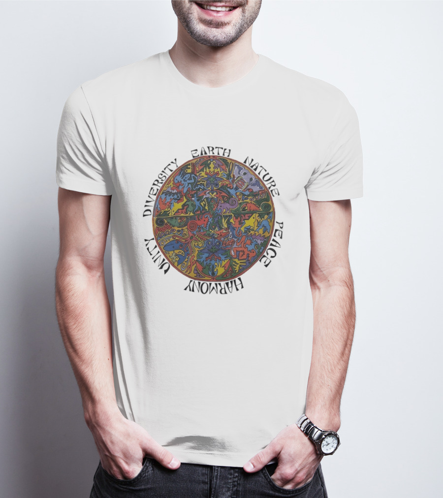 Diversity Earth Nature Peace Harmony Unity Psychedelic Mandala T-Shirt