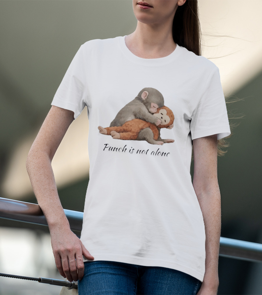 Punch Is Not Alone Hugging Monkeys Cuddle T-Shirt