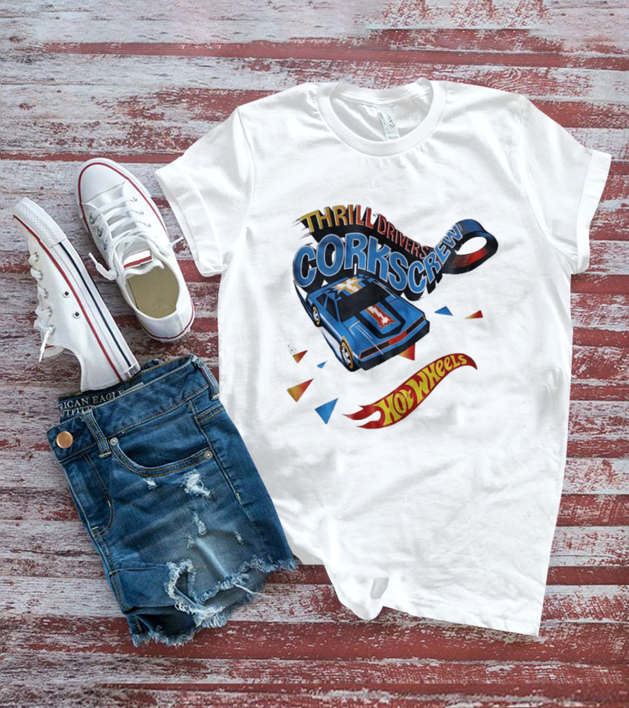 Thrill Drivers Corkscrew Hot Wheels Blue Car Iconic Racing Loop T-Shirt