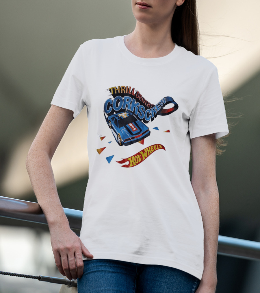Thrill Drivers Corkscrew Hot Wheels Blue Car Iconic Racing Loop T-Shirt