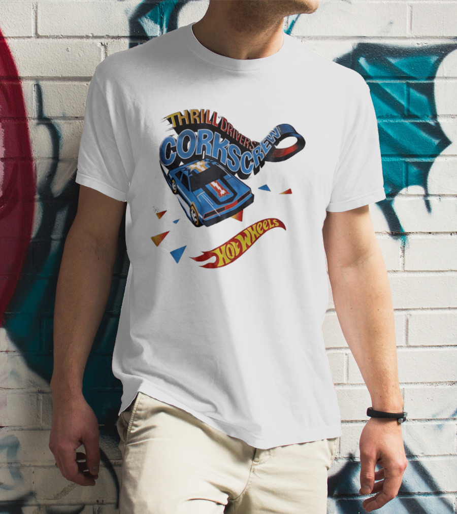 Thrill Drivers Corkscrew Hot Wheels Blue Car Iconic Racing Loop T-Shirt