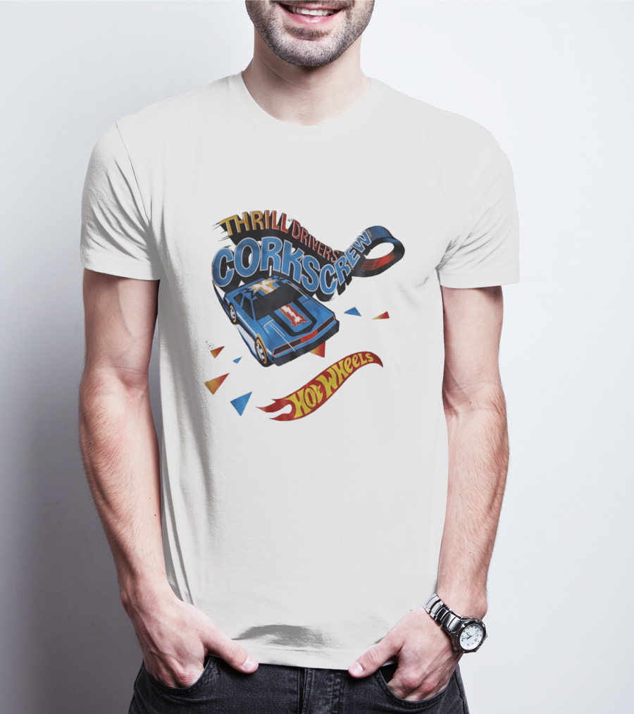 Thrill Drivers Corkscrew Hot Wheels Blue Car Iconic Racing Loop T-Shirt
