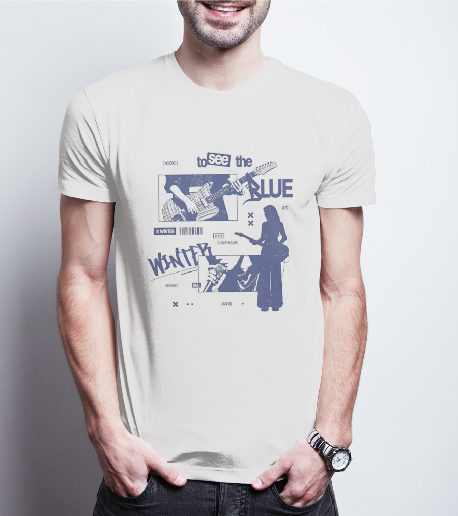 To See The Blue Winter Music Band Guitar T-Shirt