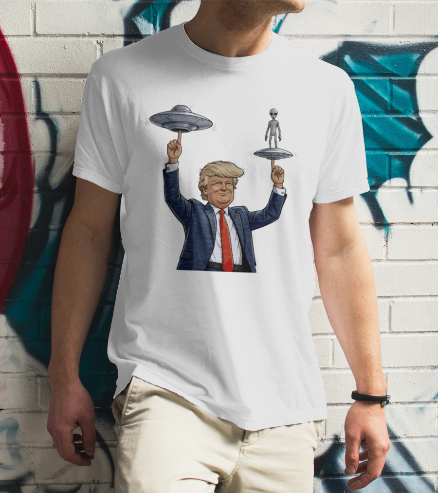 Trump Alien UFO Balancing Act Spinner T-Shirt
