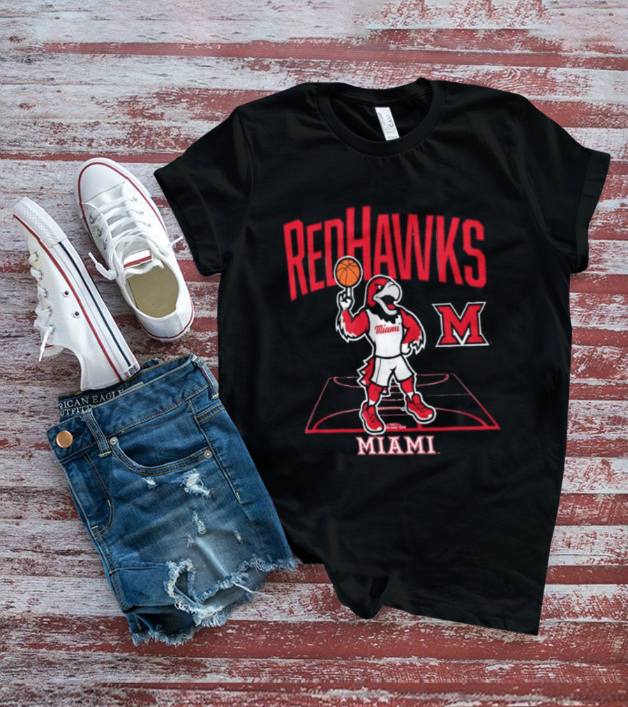Miami RedHawks Basketball Mascot Court T-Shirt