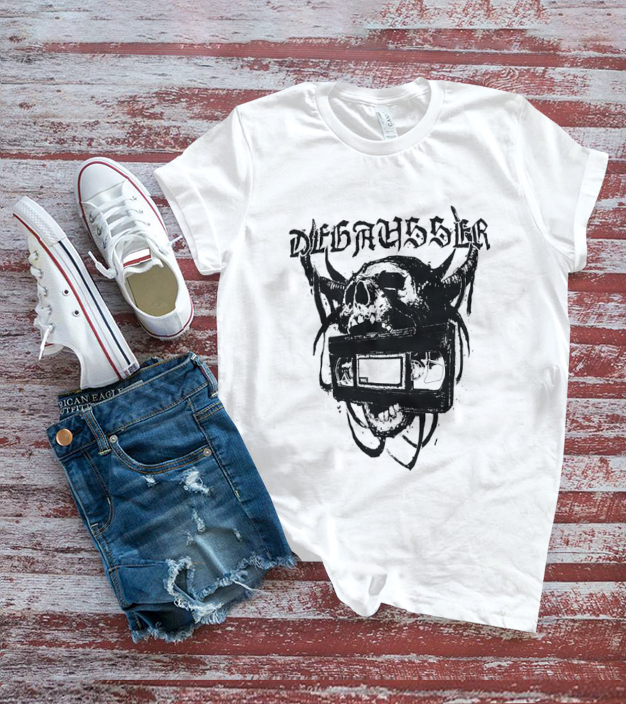 Degausser Skull Grunge Aesthetic With Horns And TV Screen T-Shirt