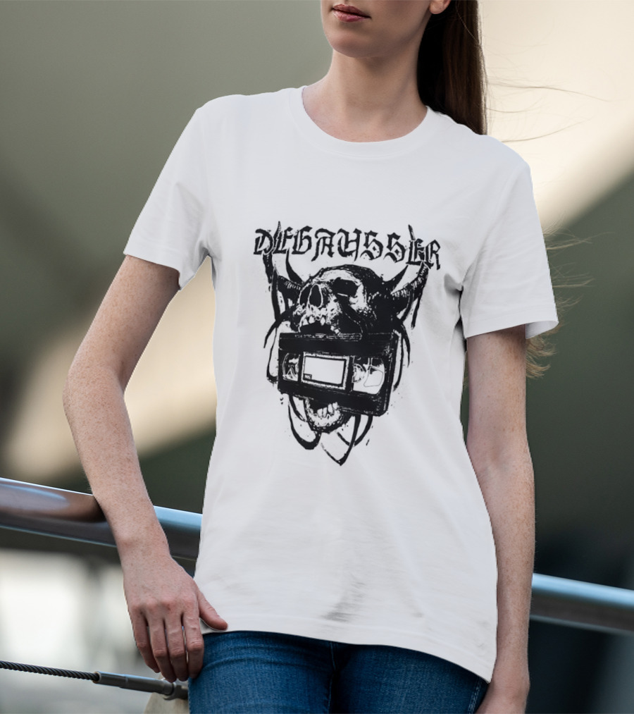 Degausser Skull Grunge Aesthetic With Horns And TV Screen T-Shirt