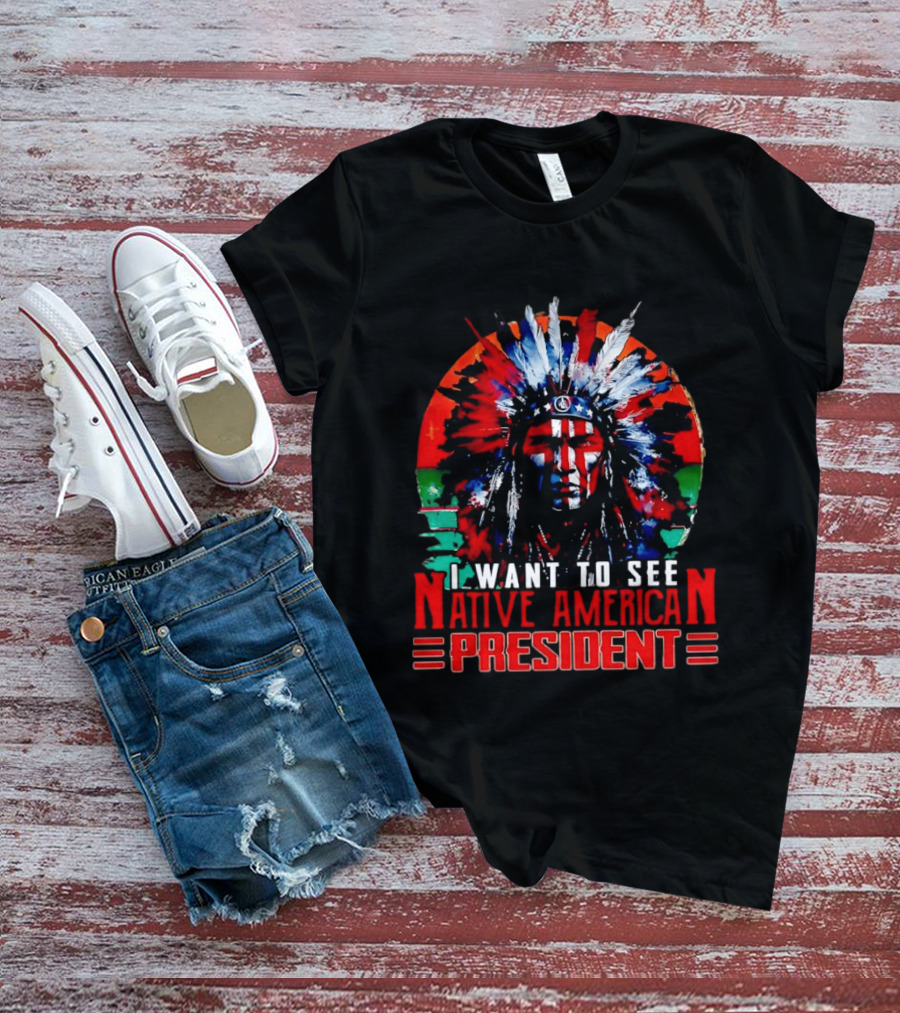 Native American President Bold Statement Feathers Headdress Vision T-Shirt