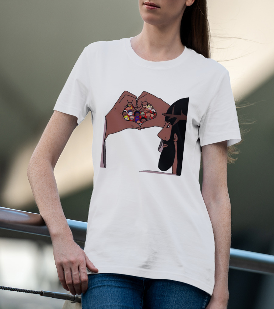 Jesus Love Includes Everyone Heart Hands Diversity Faces T-Shirt