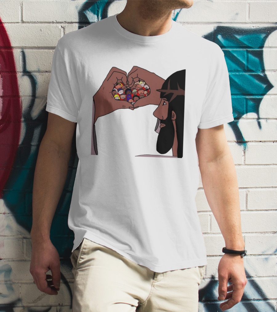Jesus Love Includes Everyone Heart Hands Diversity Faces T-Shirt