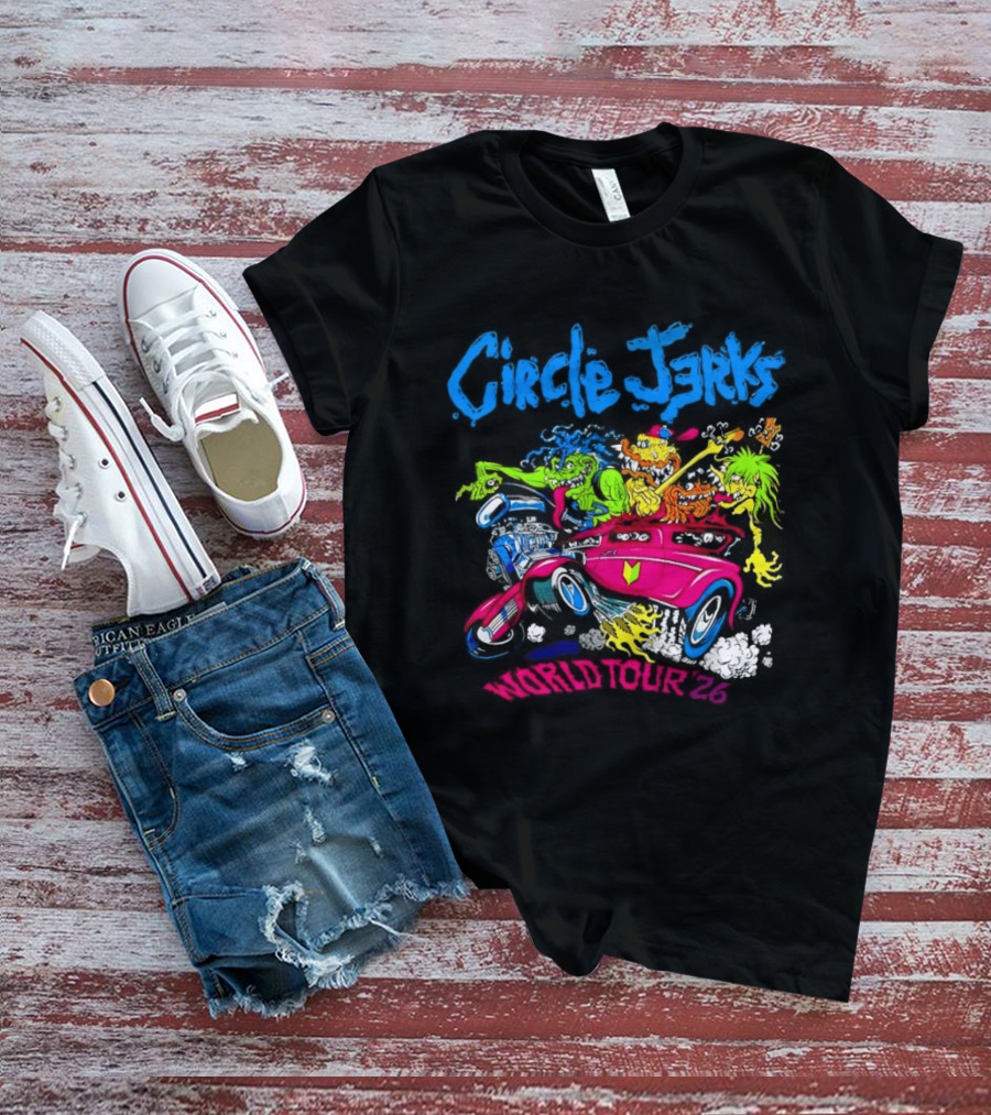 Circle Jerks World Tour 2026 Hot Rod Cartoon T-Shirt