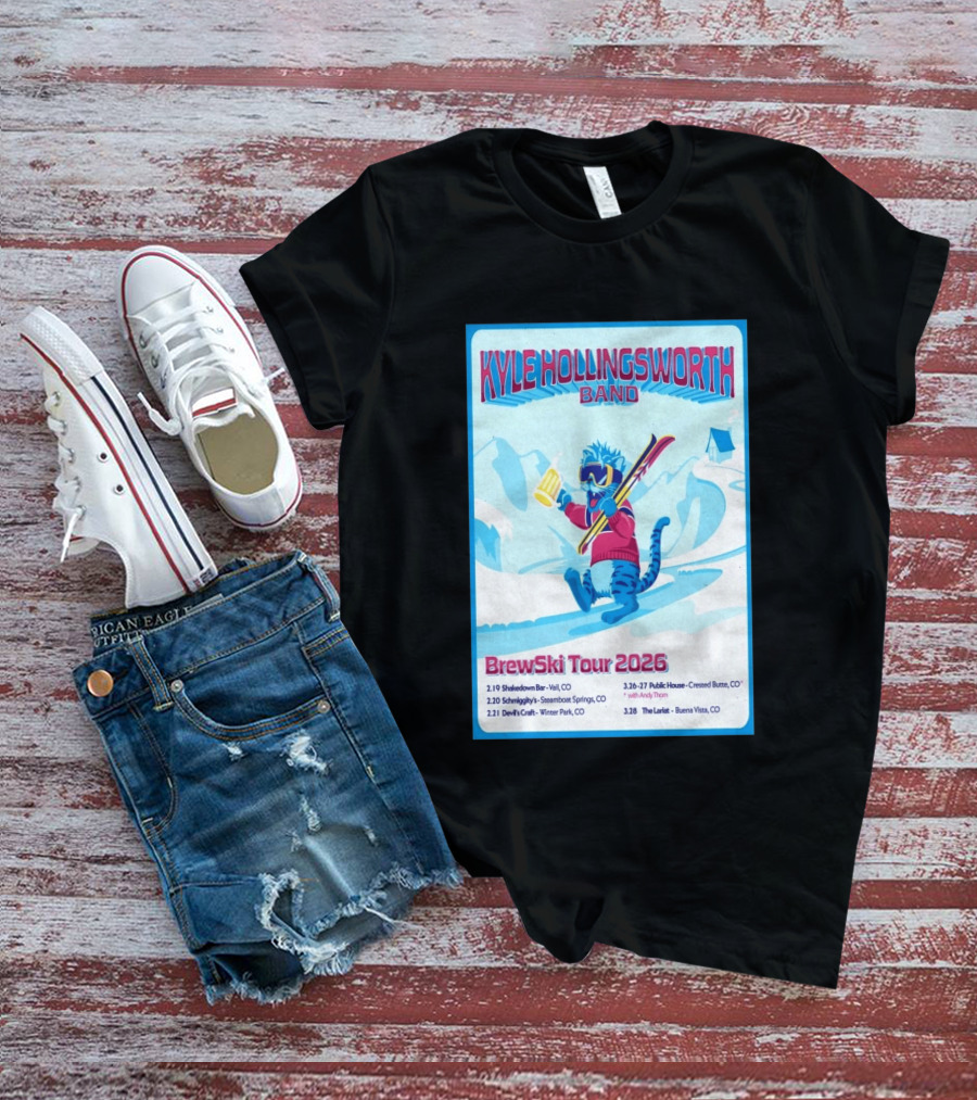Kyle Hollingsworth Band Brewski Tour 2026 Vail Steamboat Springs Winter Park Crested Butte Buena Vista T-Shirt