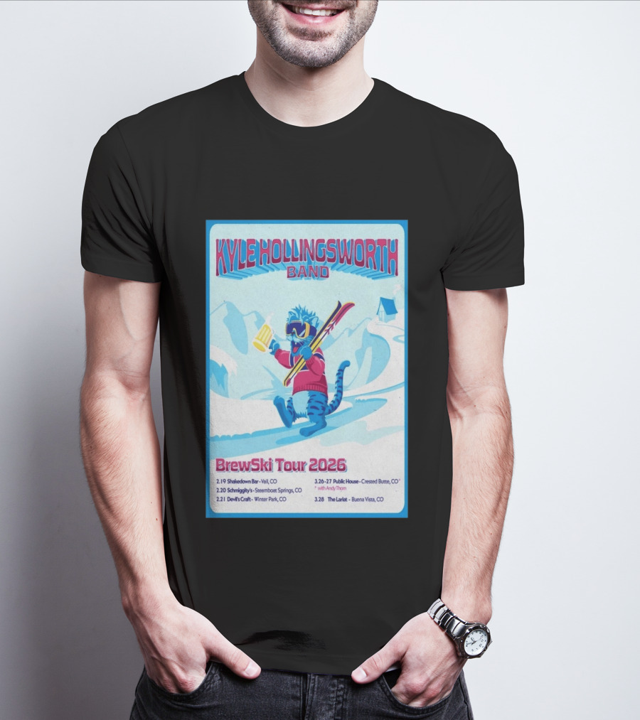 Kyle Hollingsworth Band Brewski Tour 2026 Vail Steamboat Springs Winter Park Crested Butte Buena Vista T-Shirt