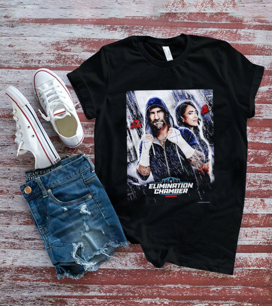 CM Punk AJ Lee WWE Elimination Chamber 2026 Chicago Event T-Shirt