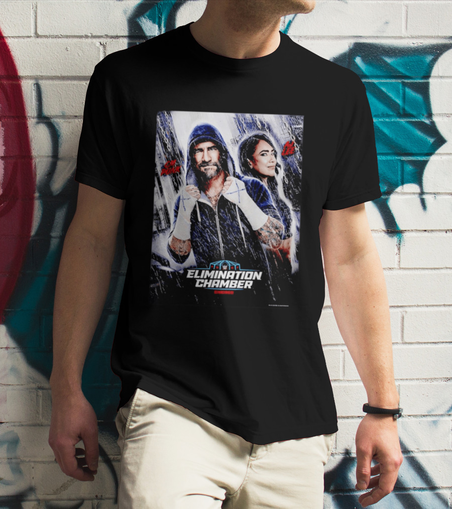 CM Punk AJ Lee WWE Elimination Chamber 2026 Chicago Event T-Shirt