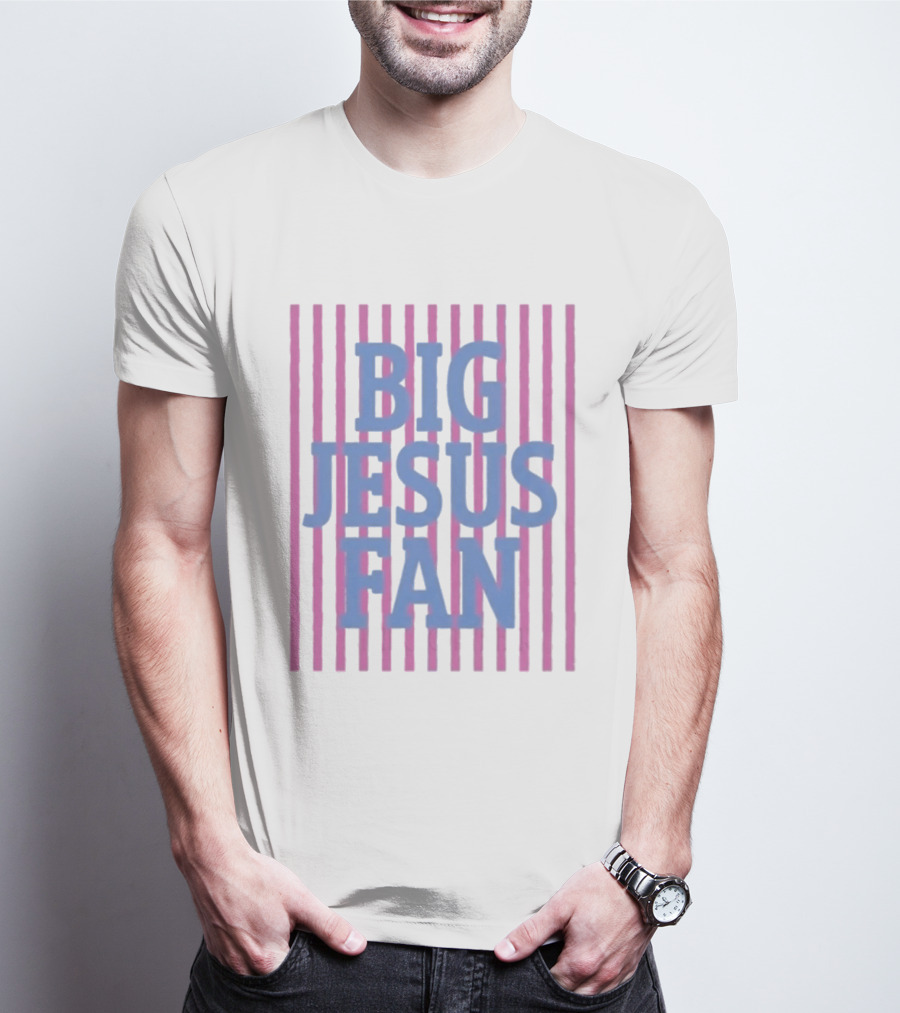 Big Jesus Fan Striped Preppy Christian T-Shirt