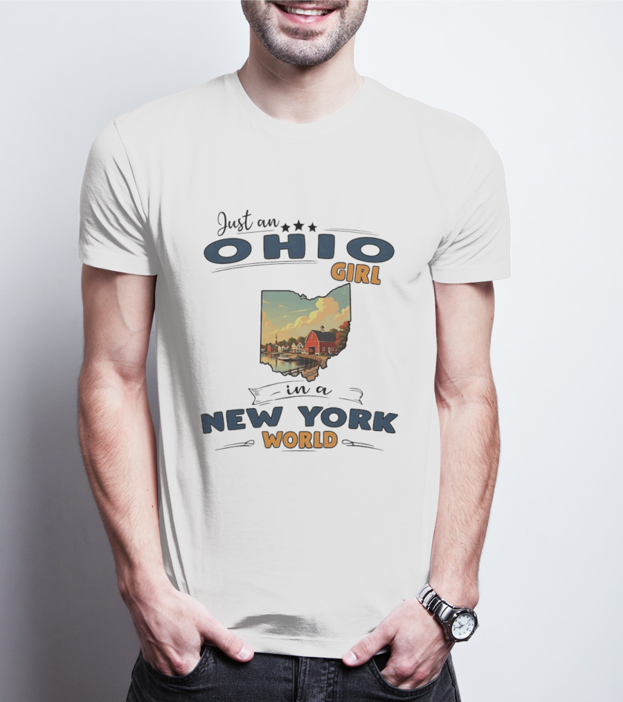 Just An Ohio Girl In A New York World Ohio Map T-Shirt