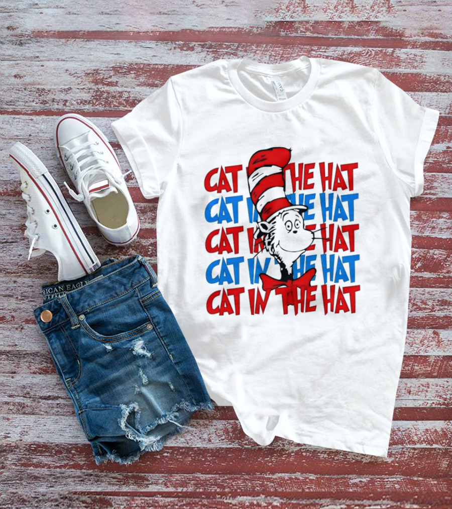 Cat In The Hat Dr. Seuss Red And Blue T-Shirt